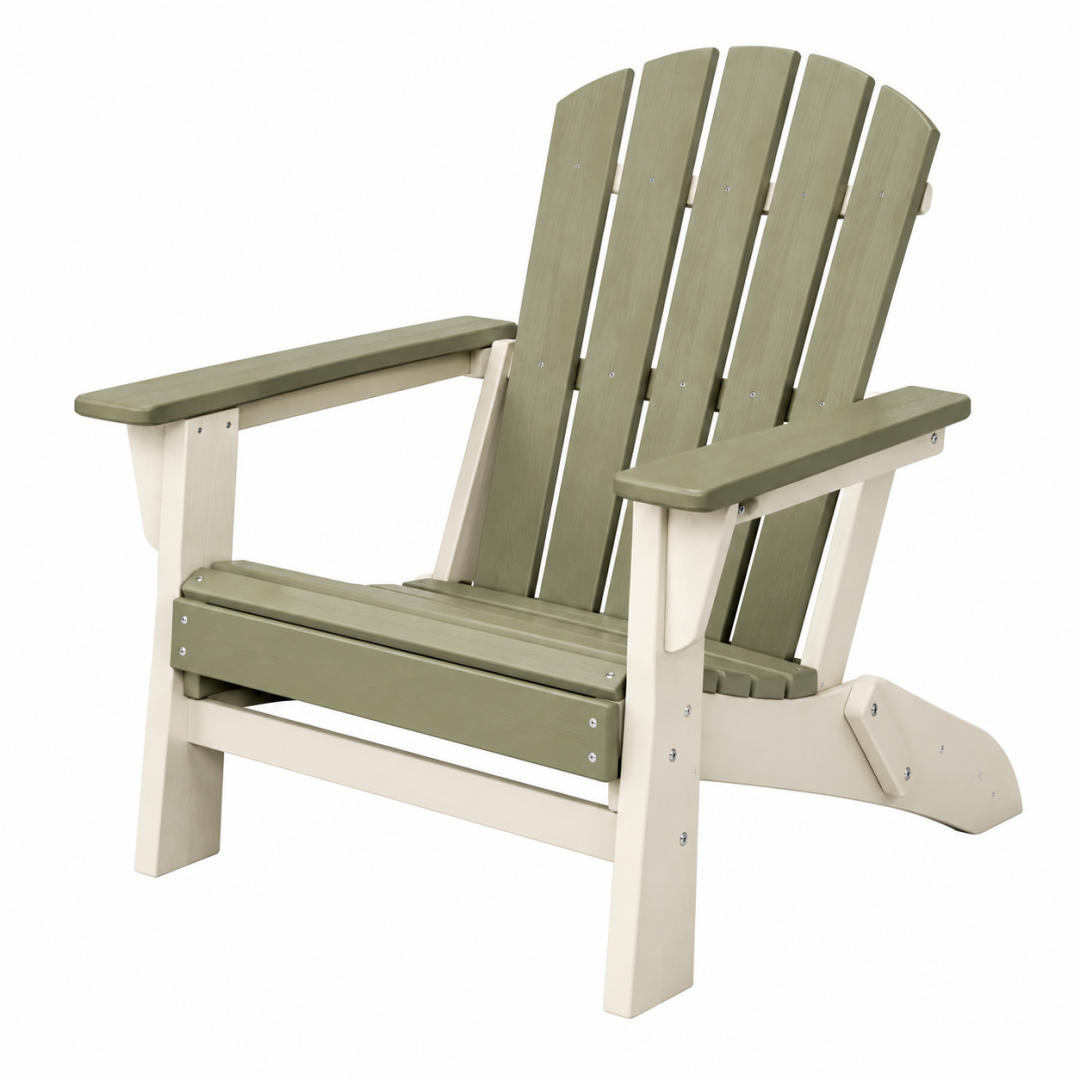 Adirondackstuhl 83 x 89 x 95 cm aus Holz in Olivgrün Creme für Garten und Terrasse