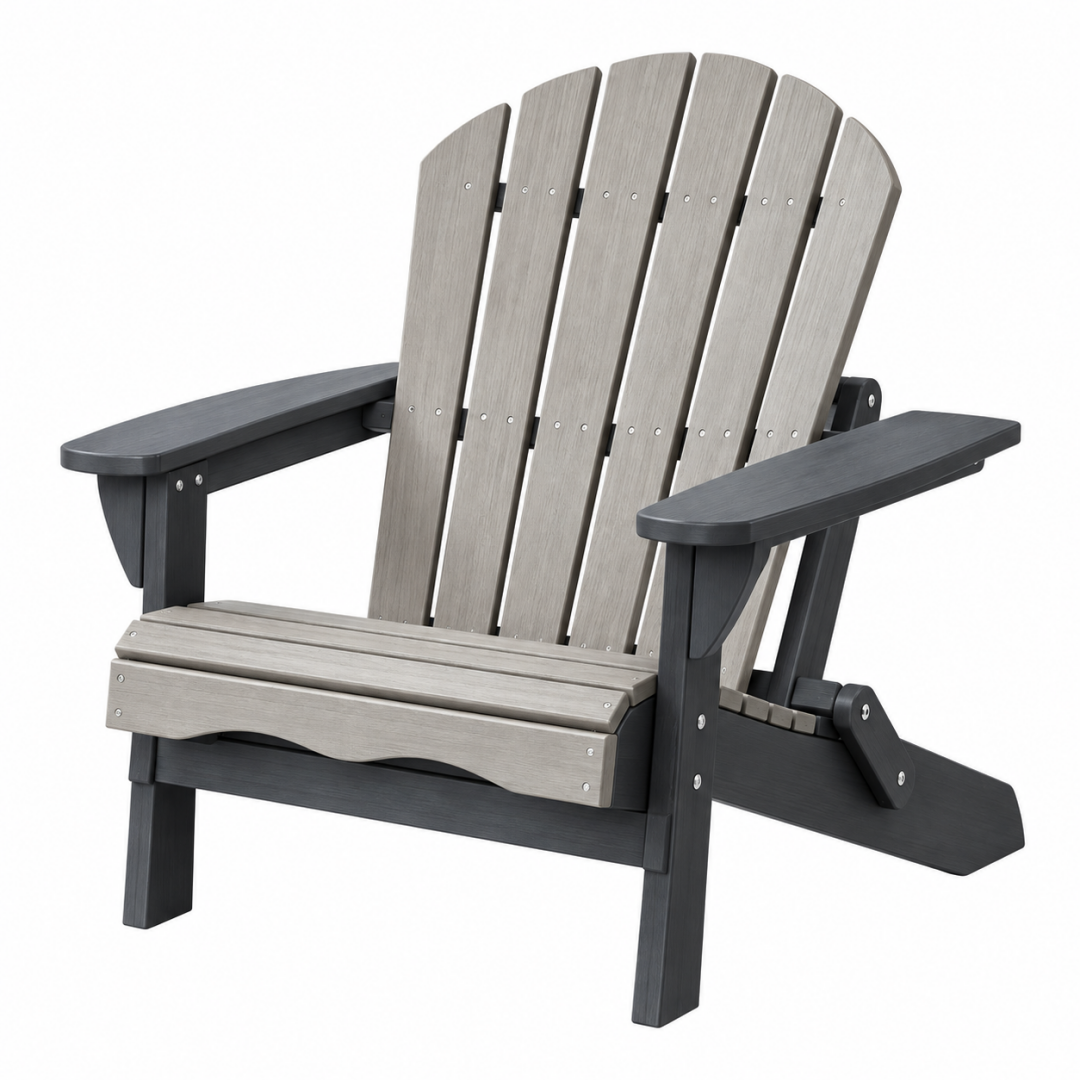 Adirondack Gartenstuhl 83 x 79 x 101 cm Kunststoff Grau Schwarz klappbar