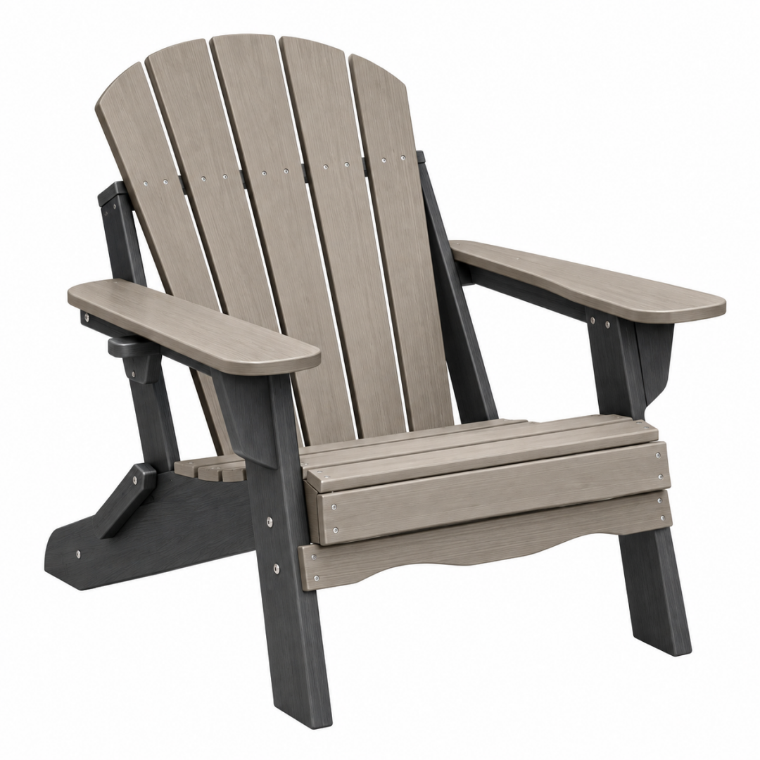 Adirondack-Gartenstuhl 83 x 78 x 98 cm aus Kunststoff in Taupe Schwarz mit breiten Armlehnen