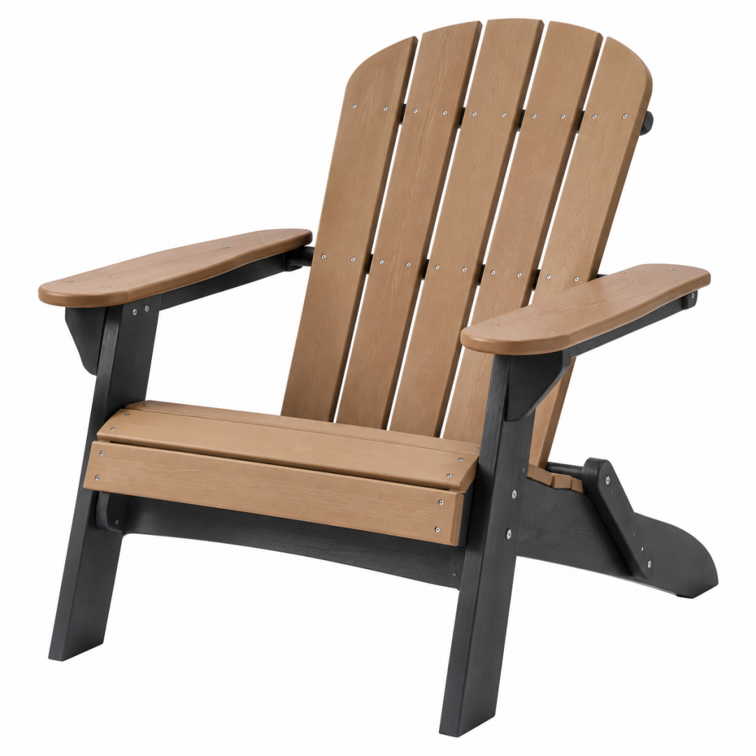 Adirondack Gartenstuhl 83 x 76 x 98 cm Kunststoff Holzoptik Braun Schwarz klappbar