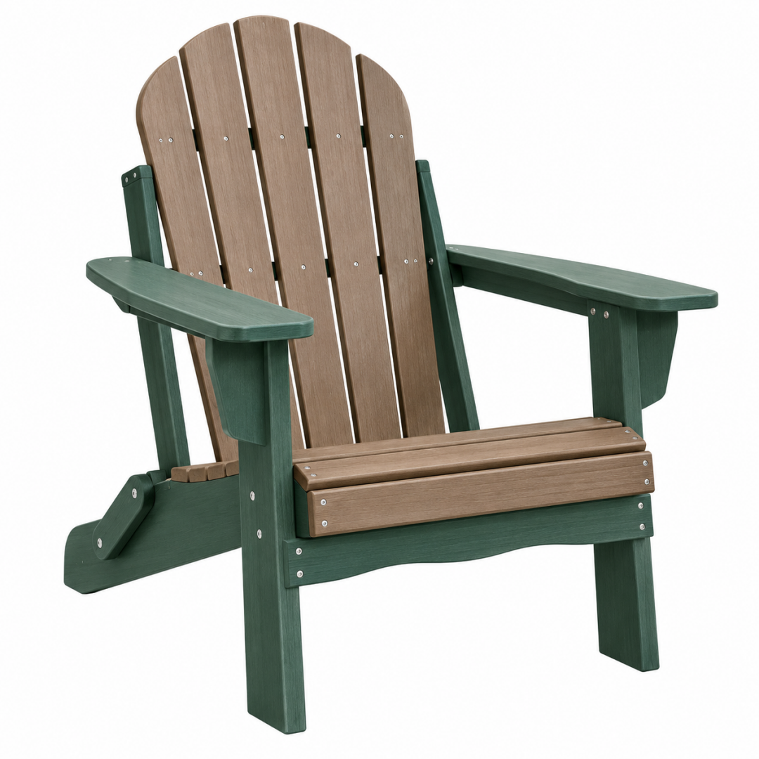 Adirondack Gartenstuhl 83 x 78 x 98 cm aus Kunststoff in Grün und Braun mit breiten Armlehnen