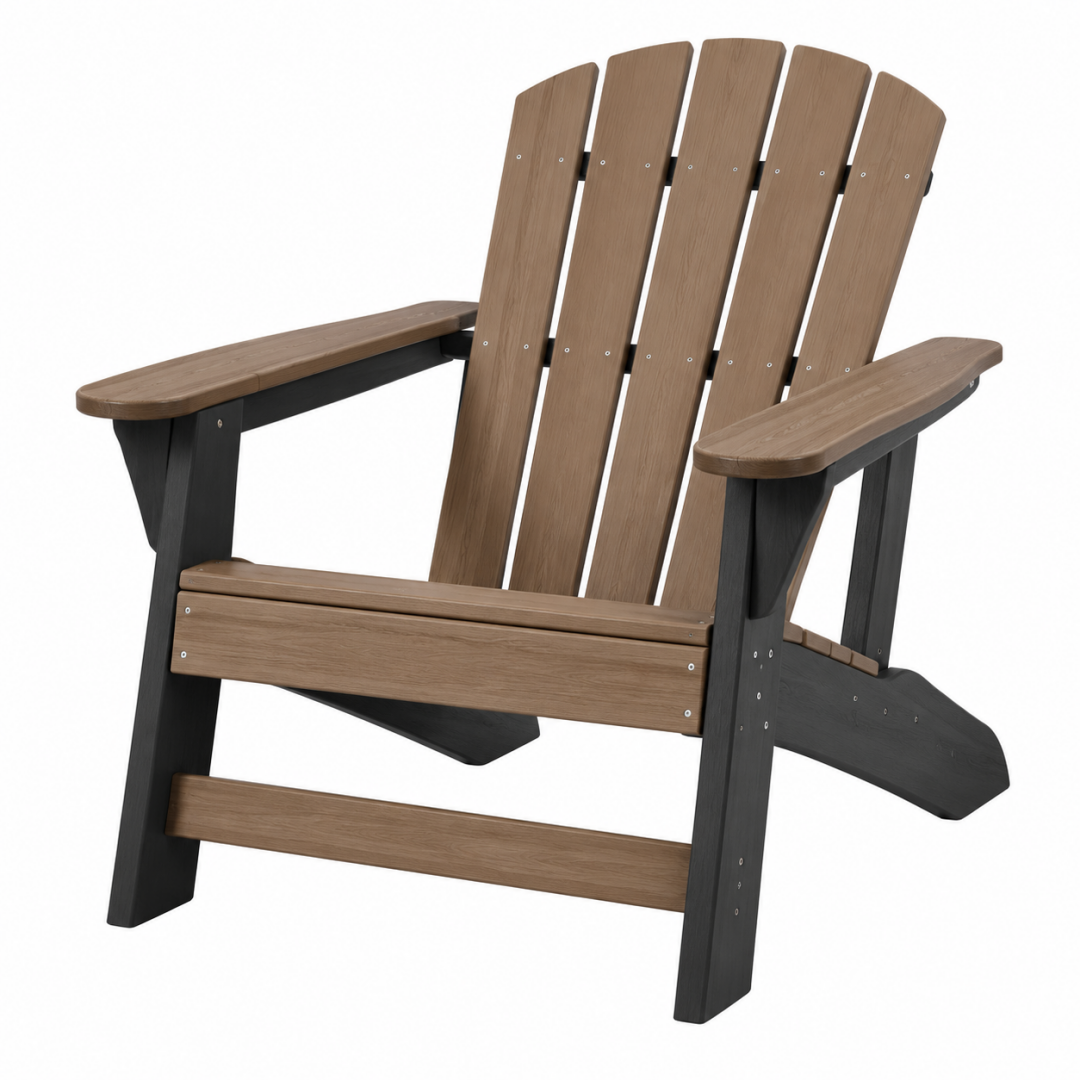 Adirondack Gartenstuhl 80 x 90 x 100 cm aus Kunststoff Braun Schwarz mit Armlehnen