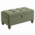 Sitzbank mit Stauraum 100 x 45 x 45 cm Stoff Olivgrün gepolstert klassisch