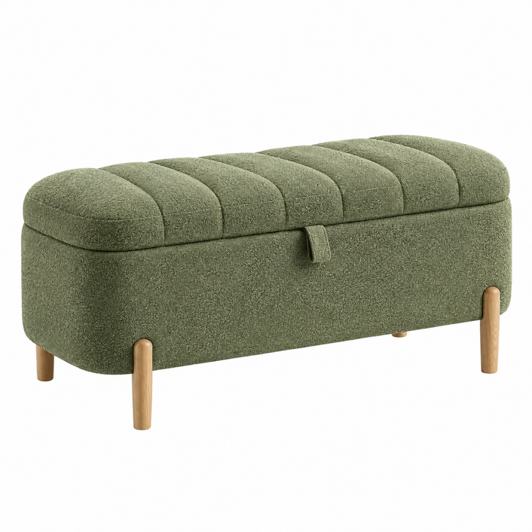 Aufbewahrungsbank 120 x 45 x 48 cm aus Polyester Grün mit Holzbeinen
