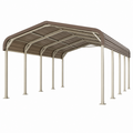 Carport 600 x 300 x 270 cm aus Stahl in Beige Braun mit gebogenem Metalldach