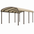 Carport 600 x 300 x 240 cm Stahl Polycarbonat Braun Beige Fahrzeugüberdachung Runddach