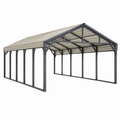 Stahlcarport 600 x 300 x 270 cm Schwarz Grau mit Satteldach für Fahrzeuge