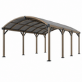 Carport 610 x 300 x 270 cm Metall Bronze mit gebogenem Polycarbonatdach