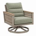 Drehbarer Gartensessel 82 x 84 x 93 cm mit Metallgestell Seilgeflecht Grün für Terrasse