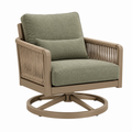 Drehbarer Outdoor-Loungesessel 82 x 78 x 85 cm Metall Textil Olivgrün Taupe