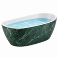 Freistehende Badewanne 170 x 80 cm Acryl Grün Weiß Marmoroptik Modern